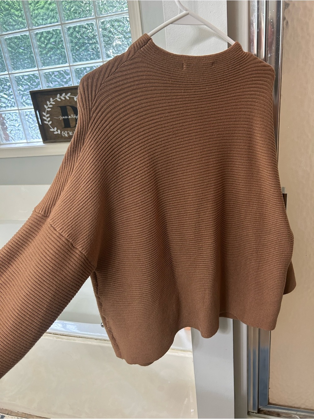 Ellison Chestnut Ribbed Drop-Shoulder Sweater - Picture 1 of 3